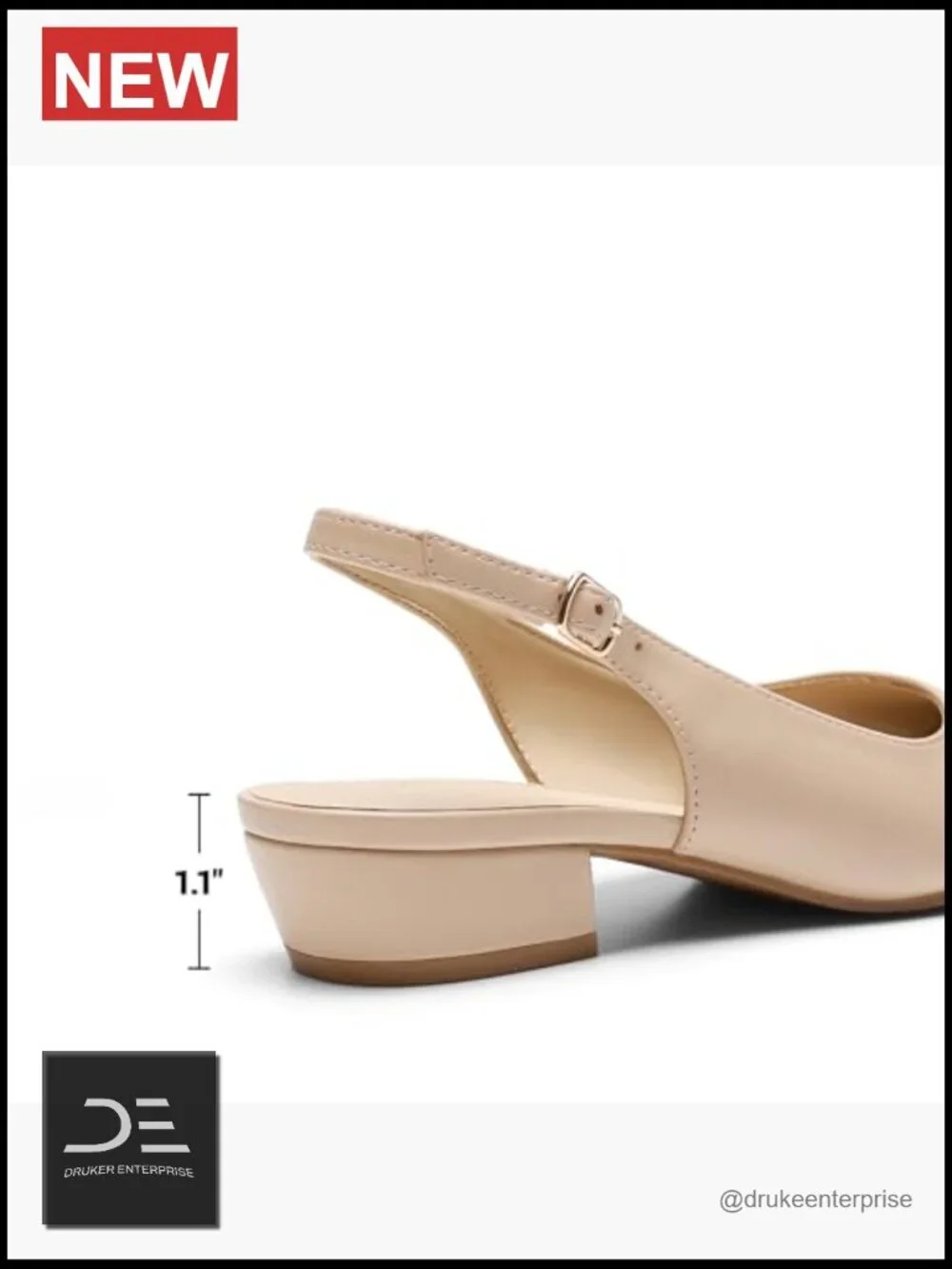 Kitten Slingback Low Block Heels Pointed Toe Business Dress Shoes Comfortable